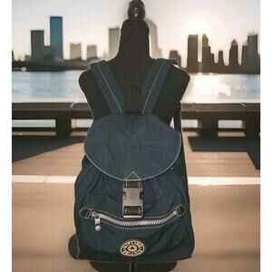 Kipling Blue Zip Pocket Adjustable Strap Travel Drawstring Backpack Bag 13x12x6
